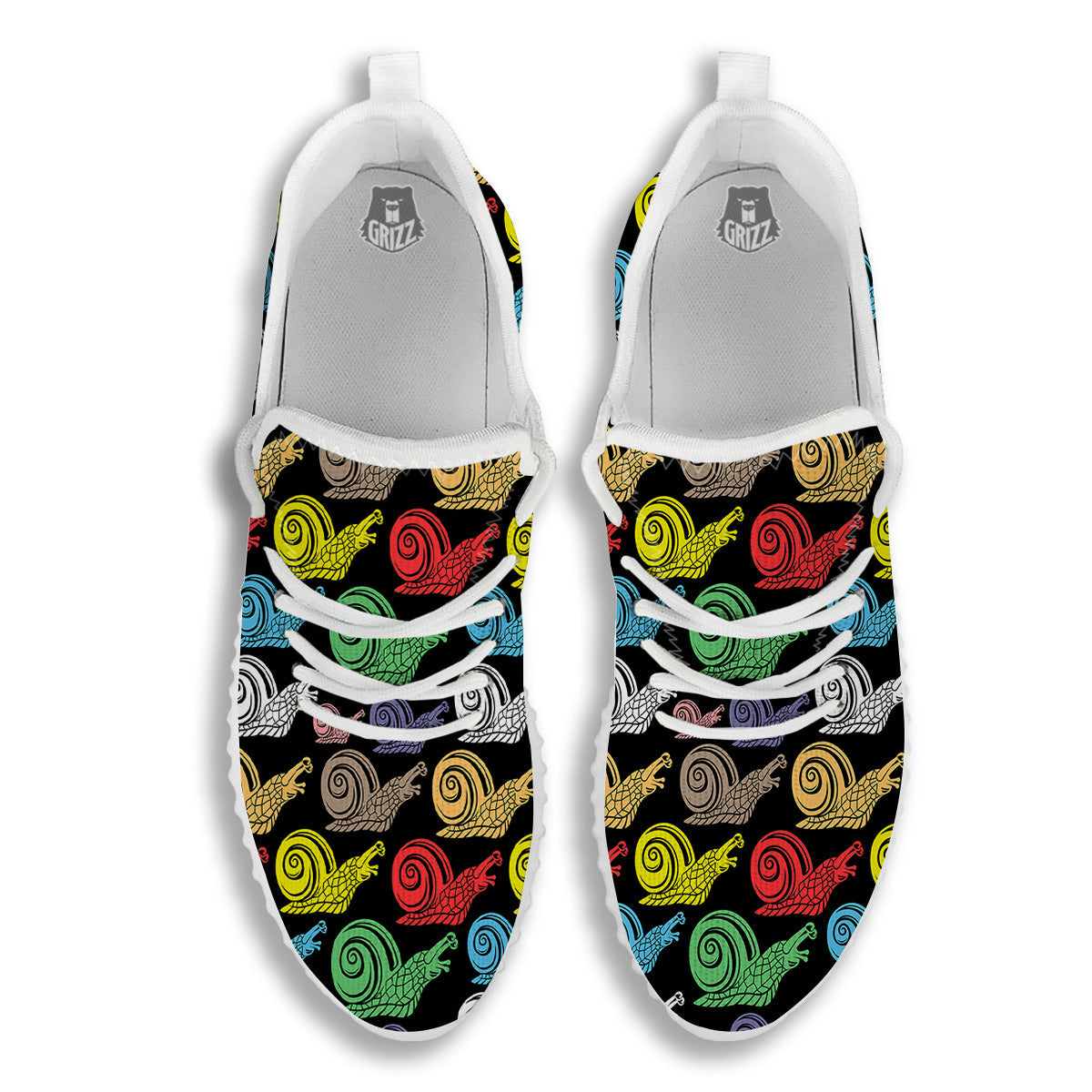 Cute Snails Colorful Print Pattern White Walking Shoes-grizzshop