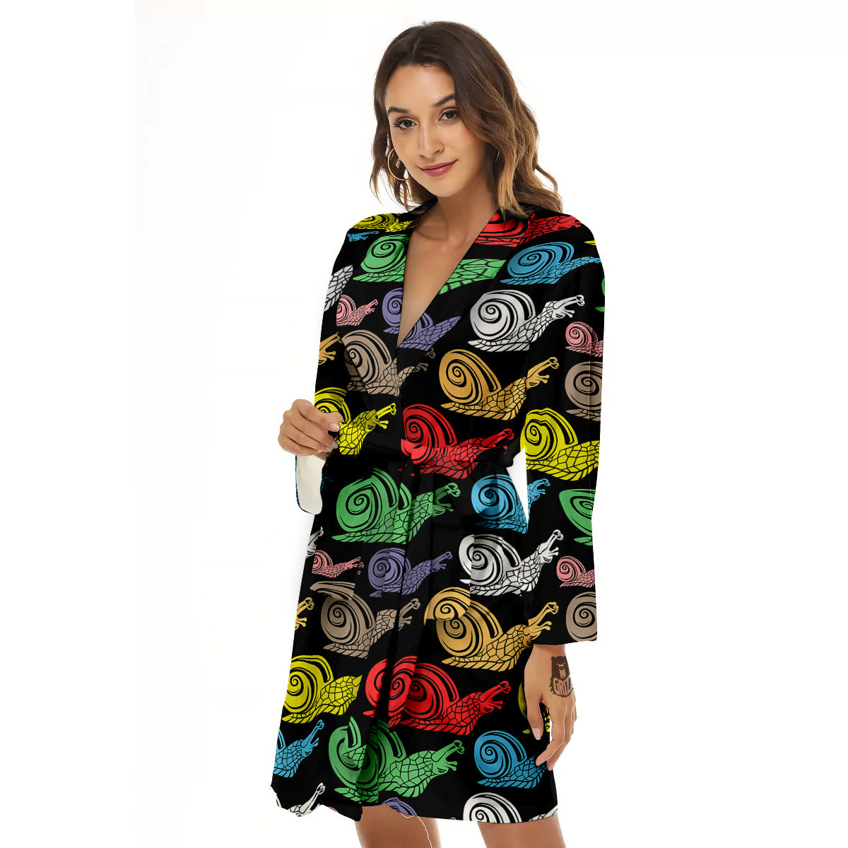 Cute Snails Colorful Print Pattern Women's Robe-grizzshop