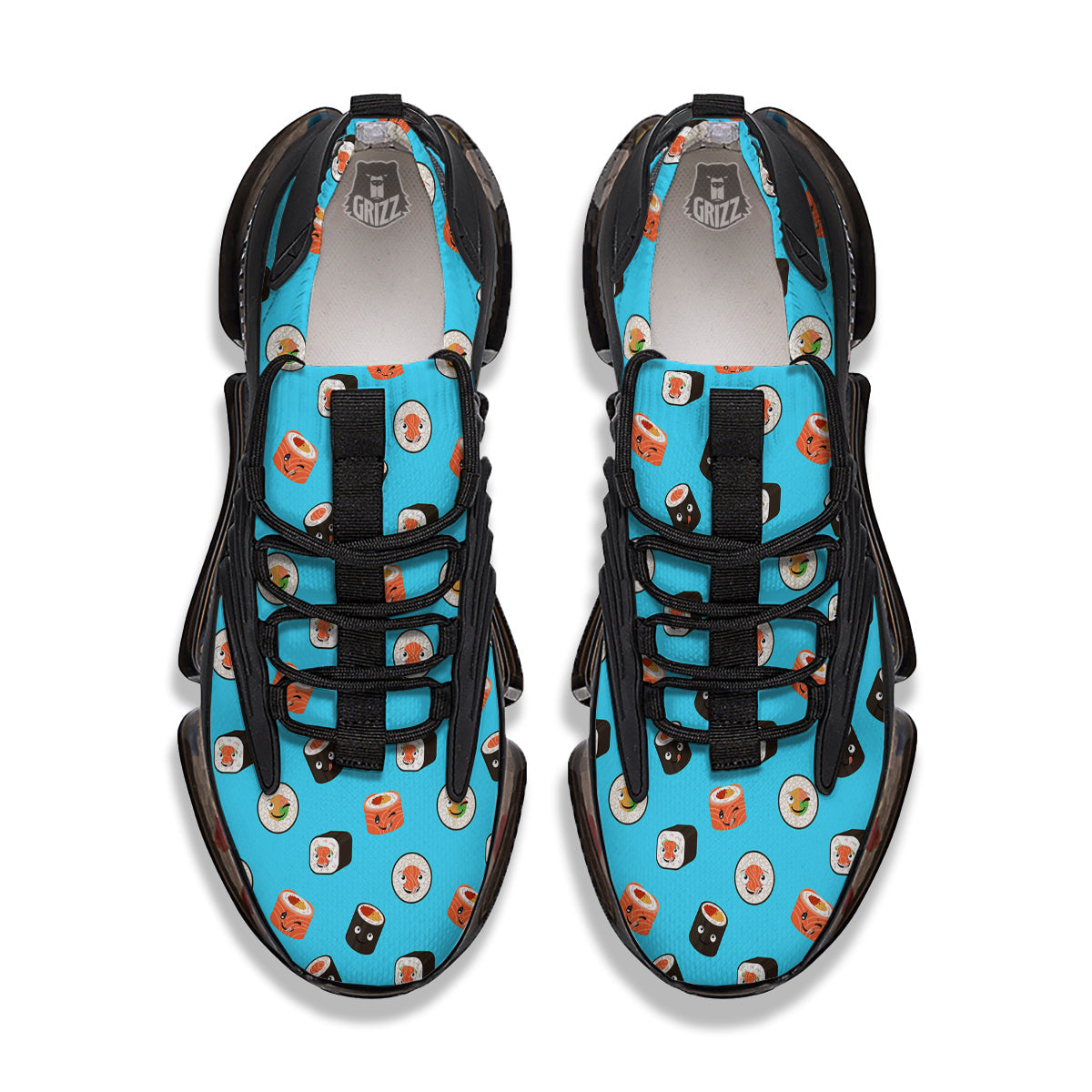 Cute Sushi Rolls Print Pattern Black Gym Shoes-grizzshop