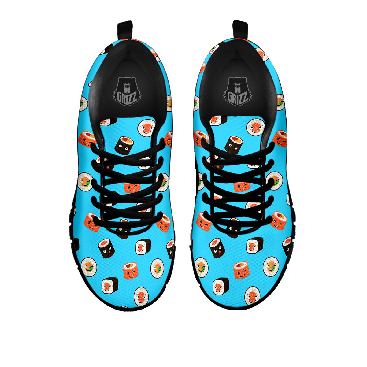 Cute Sushi Rolls Print Pattern Black Sneaker-grizzshop