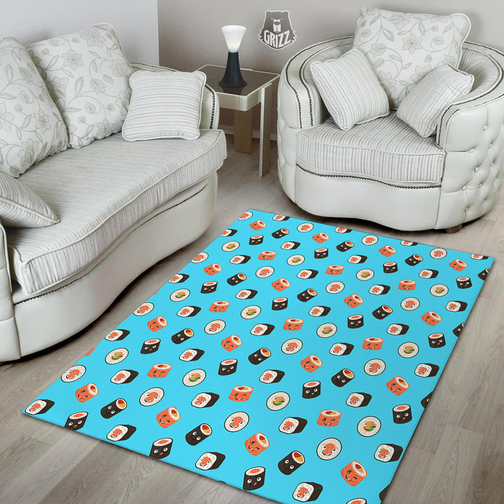 Cute Sushi Rolls Print Pattern Floor Mat-grizzshop