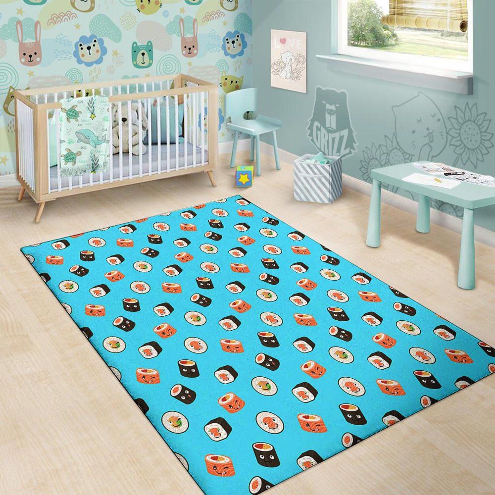 Cute Sushi Rolls Print Pattern Floor Mat-grizzshop