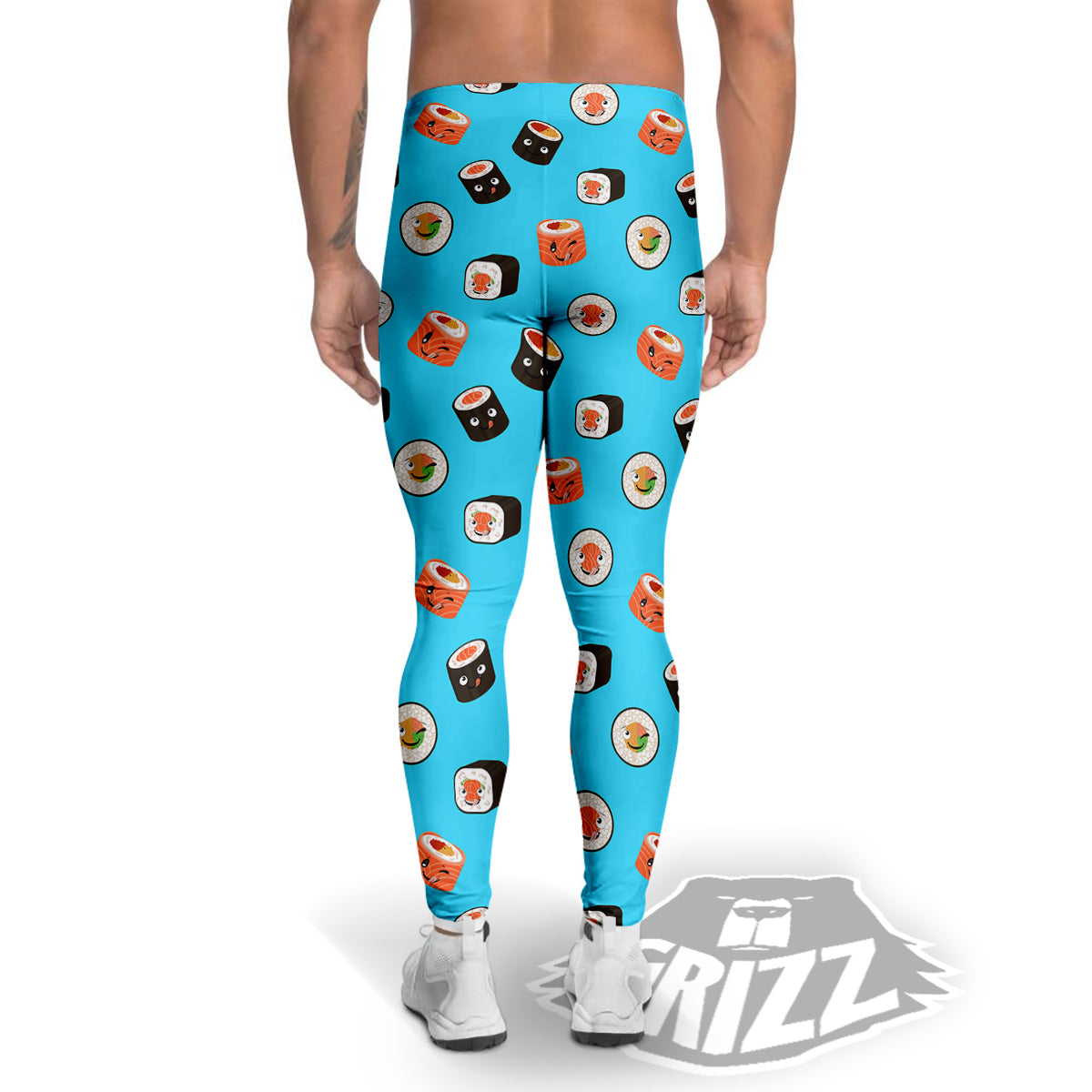 Cute Sushi Rolls Print Pattern Men's Leggings-grizzshop
