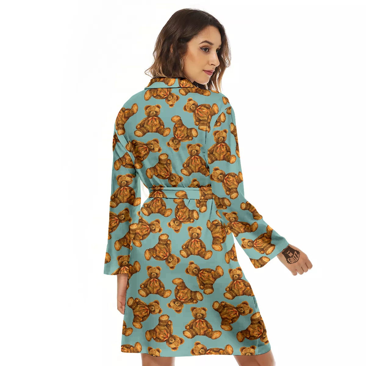 Cute Teddy Bear Print Pattern Women's Robe-grizzshop