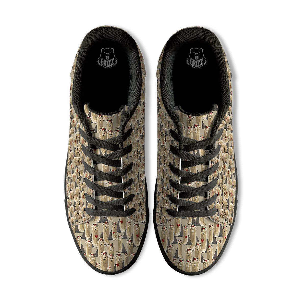 Cute Yorkshire Terrier Print Pattern Black Low Top Sneakers-grizzshop