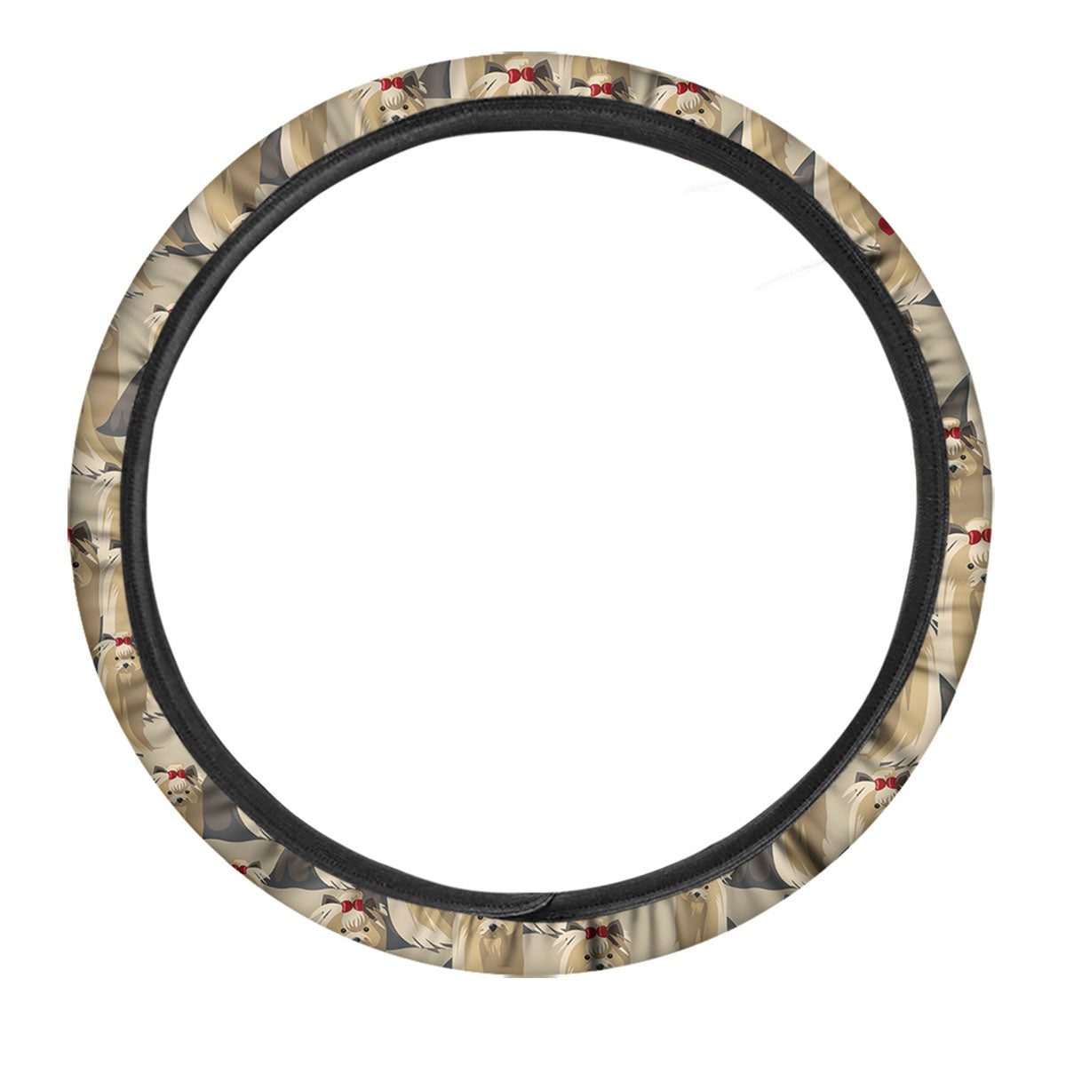 Cute Yorkshire Terrier Print Pattern Car Steering Wheel Cover-grizzshop