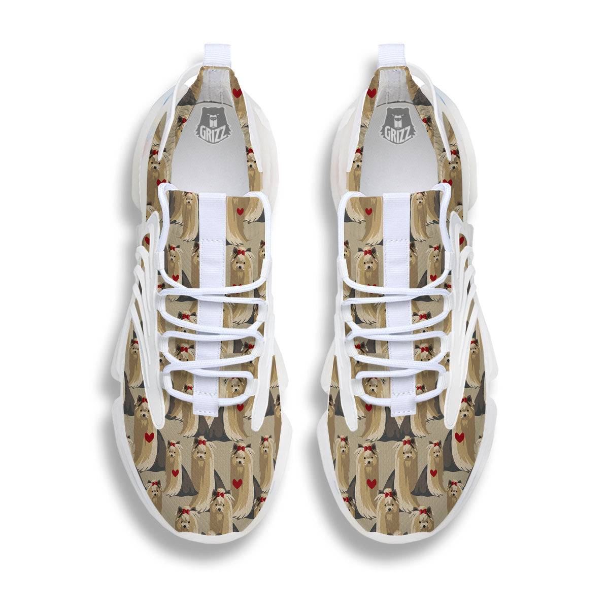 Cute Yorkshire Terrier Print Pattern White Gym Shoes-grizzshop