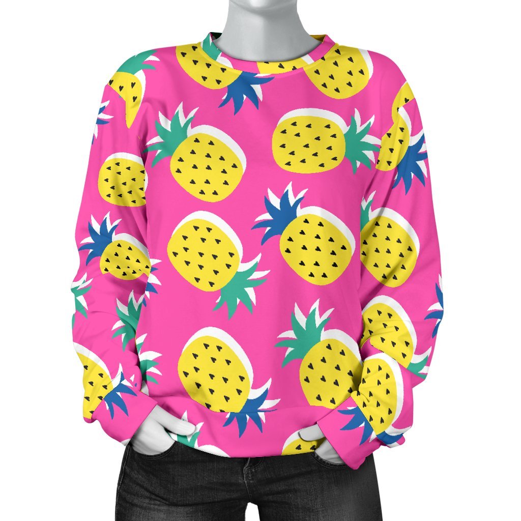 Cute Pink Pineapple Print Sweatshirt-grizzshop