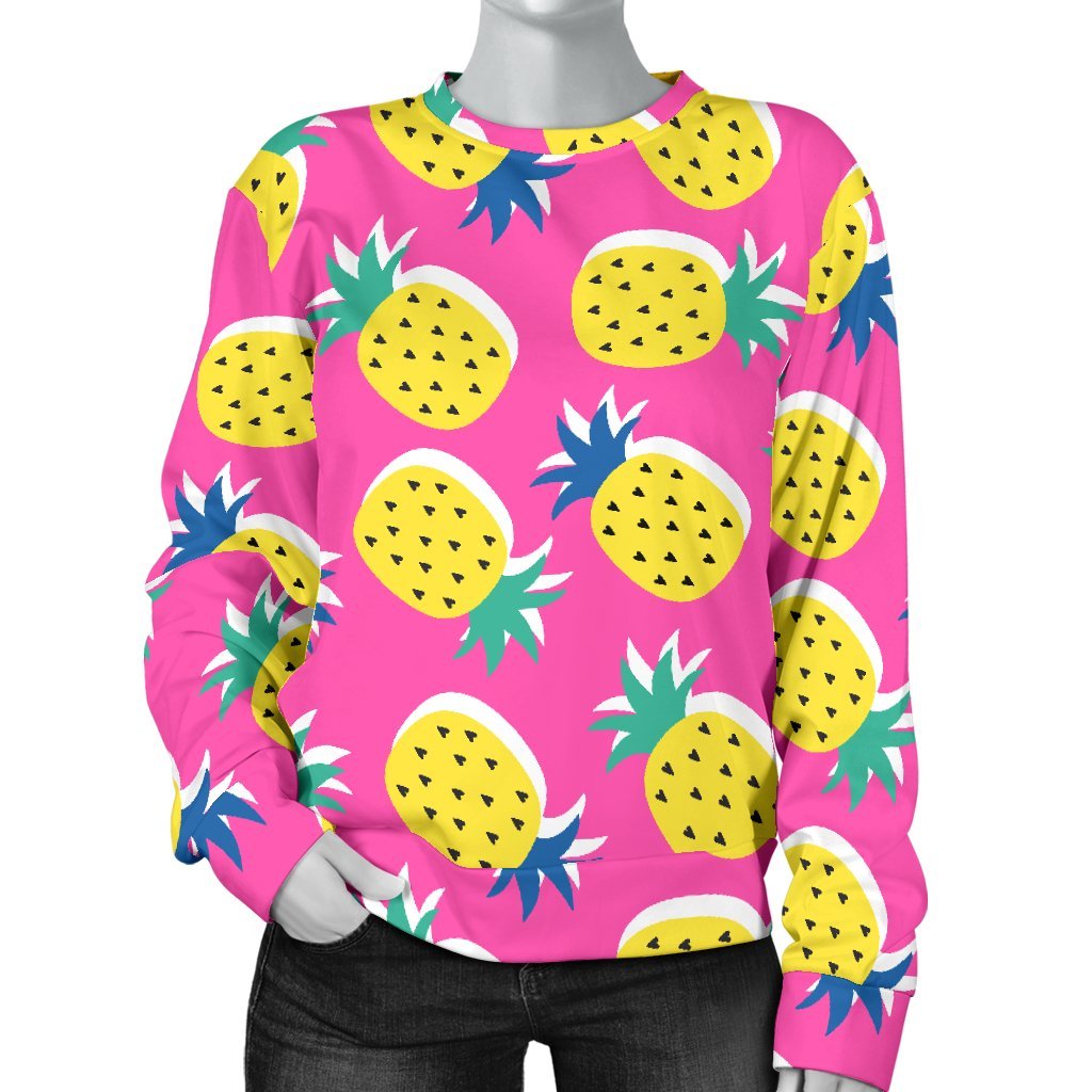 Cute Pink Pineapple Print Sweatshirt-grizzshop