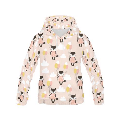 Cute Raccoon Hot Air Balloon Pattern Print Men Pullover Hoodie-grizzshop