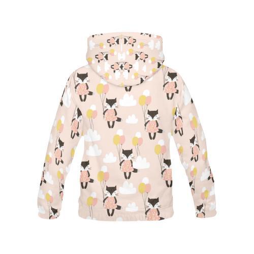 Cute Raccoon Hot Air Balloon Pattern Print Men Pullover Hoodie-grizzshop