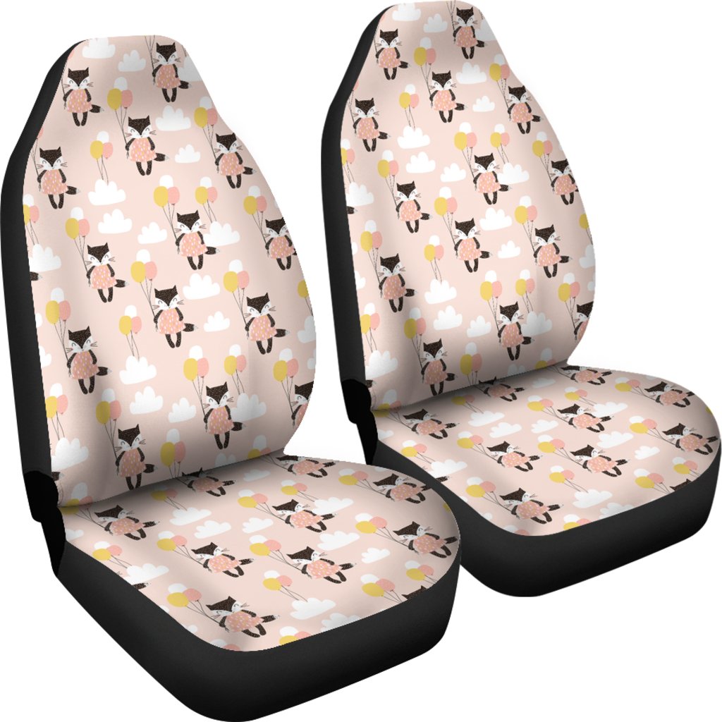 Cute Raccoon Hot Air Balloon Pattern Print Universal Fit Car Seat Cover-grizzshop