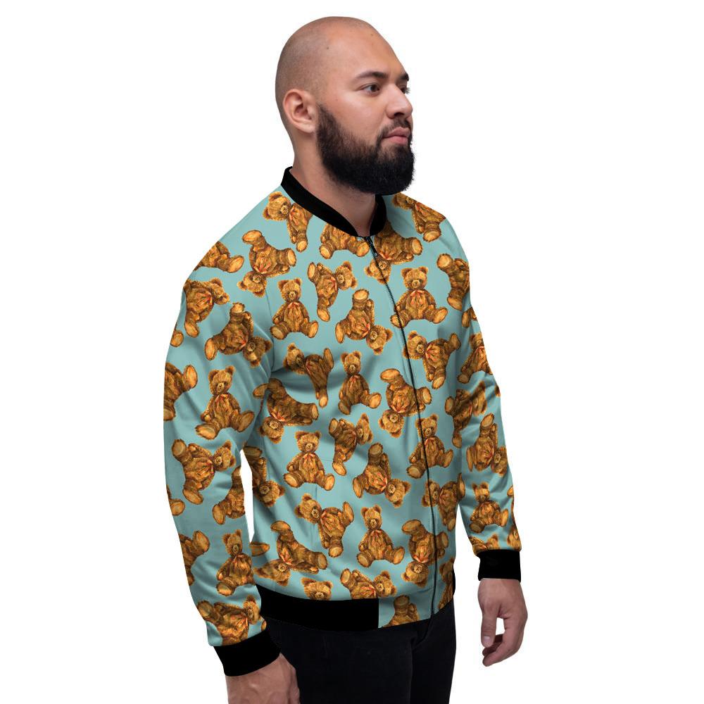 Cute Teddy Bear Print Pattern Men's Bomber Jacket-grizzshop