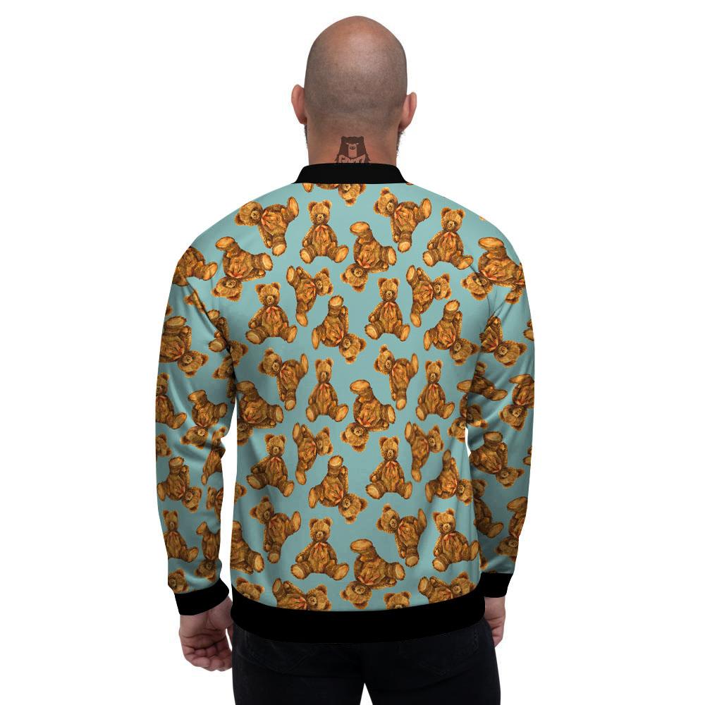 Cute Teddy Bear Print Pattern Men's Bomber Jacket-grizzshop