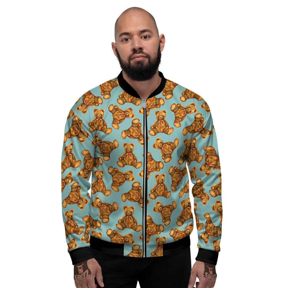 Cute Teddy Bear Print Pattern Men's Bomber Jacket-grizzshop