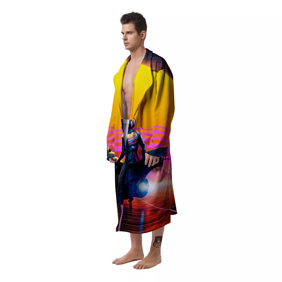 Cyberpunk Biker Print Men's Robe-grizzshop