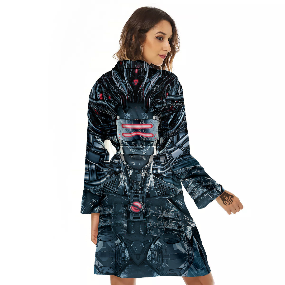 Cyborg Cyberpunk Print Women's Robe-grizzshop