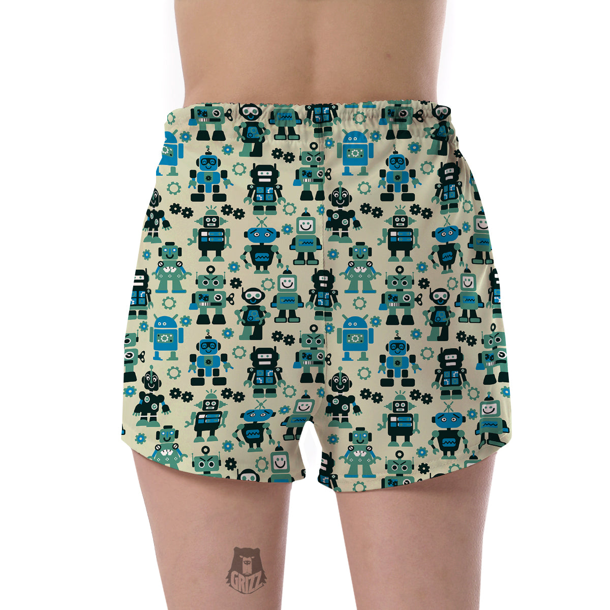 Cyborg Robot Pattern Print Women's Shorts-grizzshop
