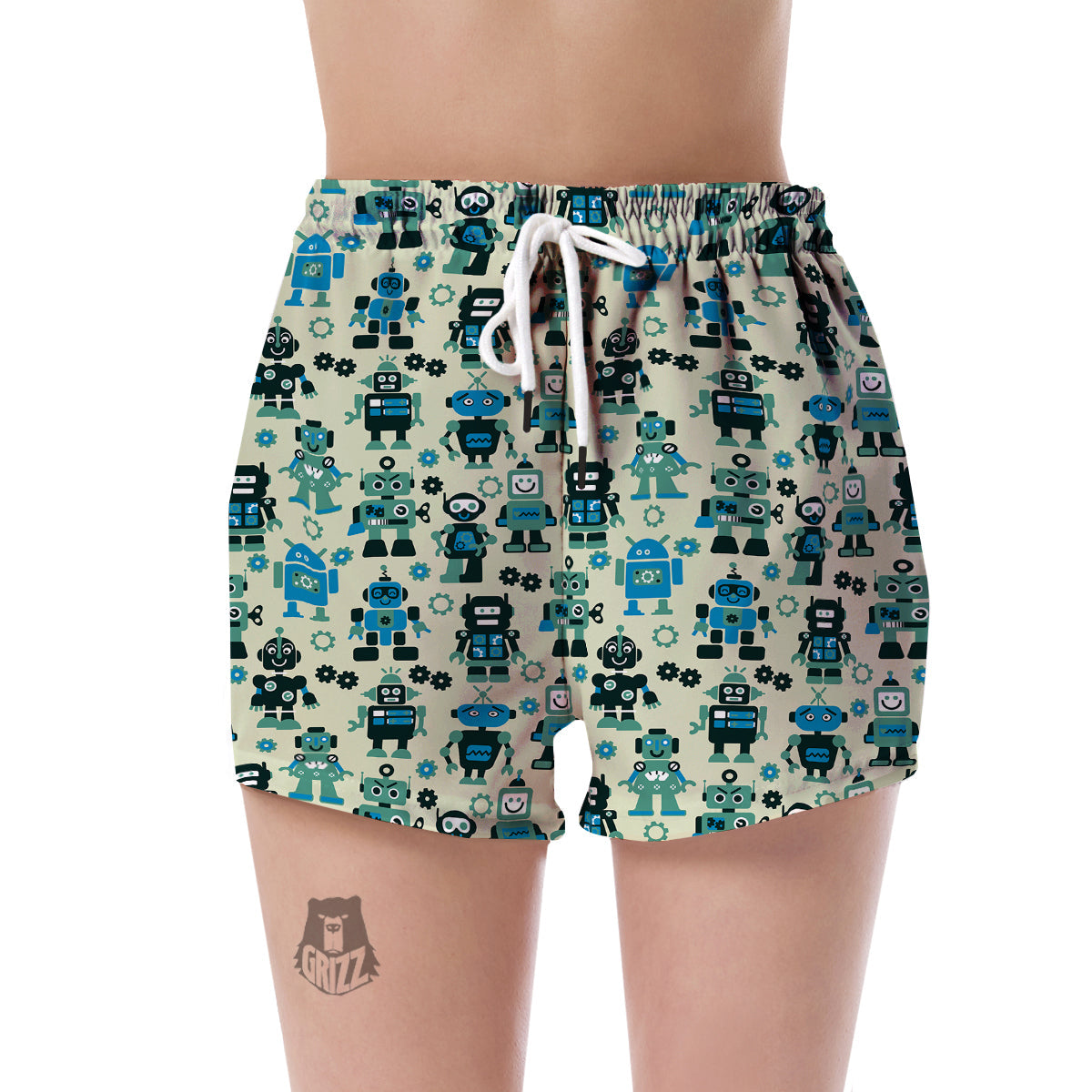 Cyborg Robot Pattern Print Women's Shorts-grizzshop