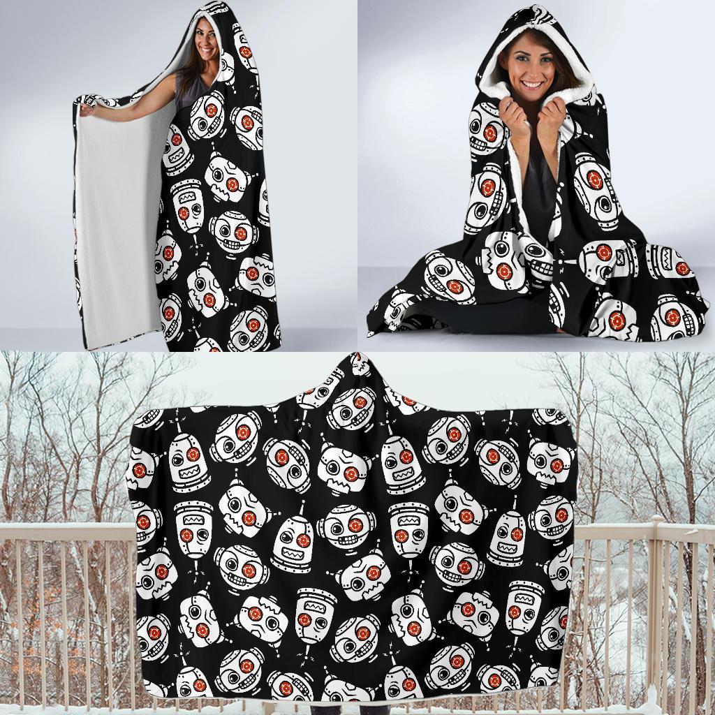 Cyborg Robot Print Pattern Hooded Blanket-grizzshop