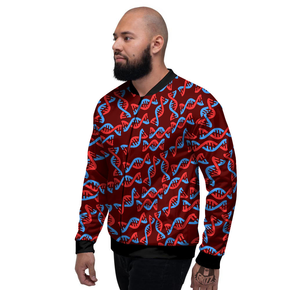 DNA Helix Print Pattern Men's Bomber Jacket-grizzshop