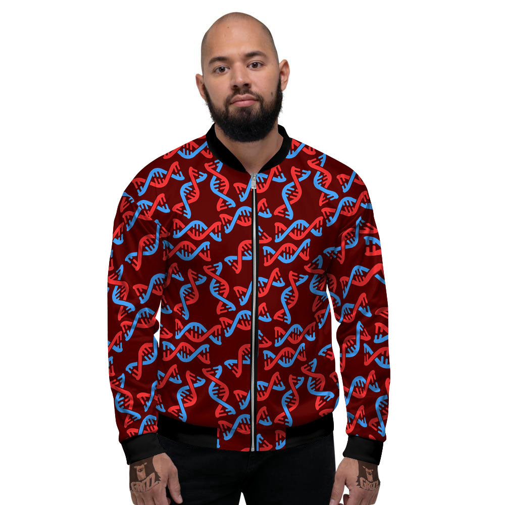 DNA Helix Print Pattern Men's Bomber Jacket-grizzshop