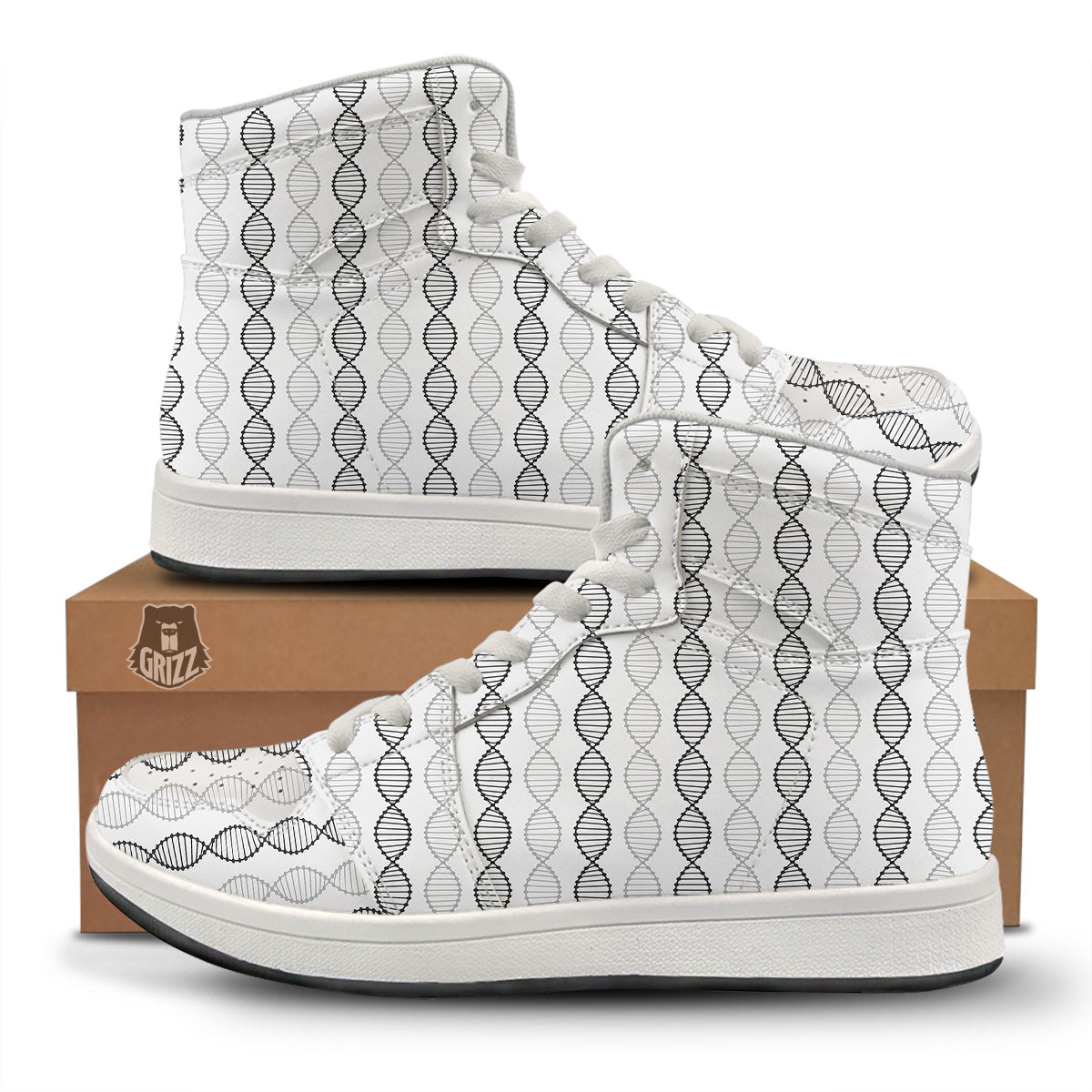DNA Strands Print Pattern High Top Sneakers-grizzshop
