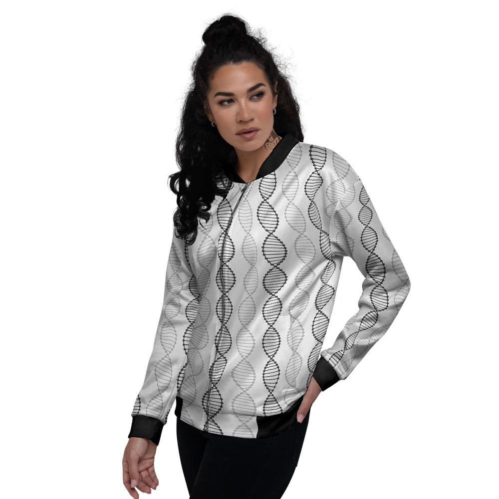 DNA Strands Print Pattern Women's Bomber Jacket-grizzshop