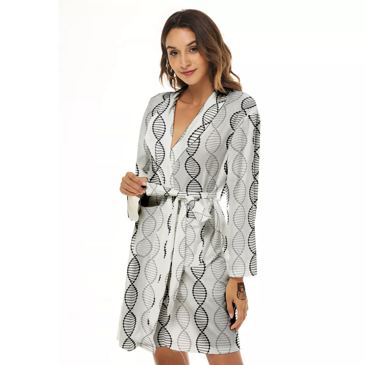 DNA Strands Print Pattern Women's Robe-grizzshop