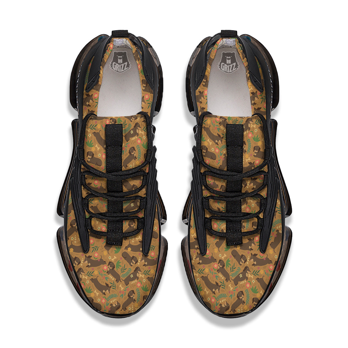 Dachshund Cute Print Pattern Black Gym Shoes-grizzshop
