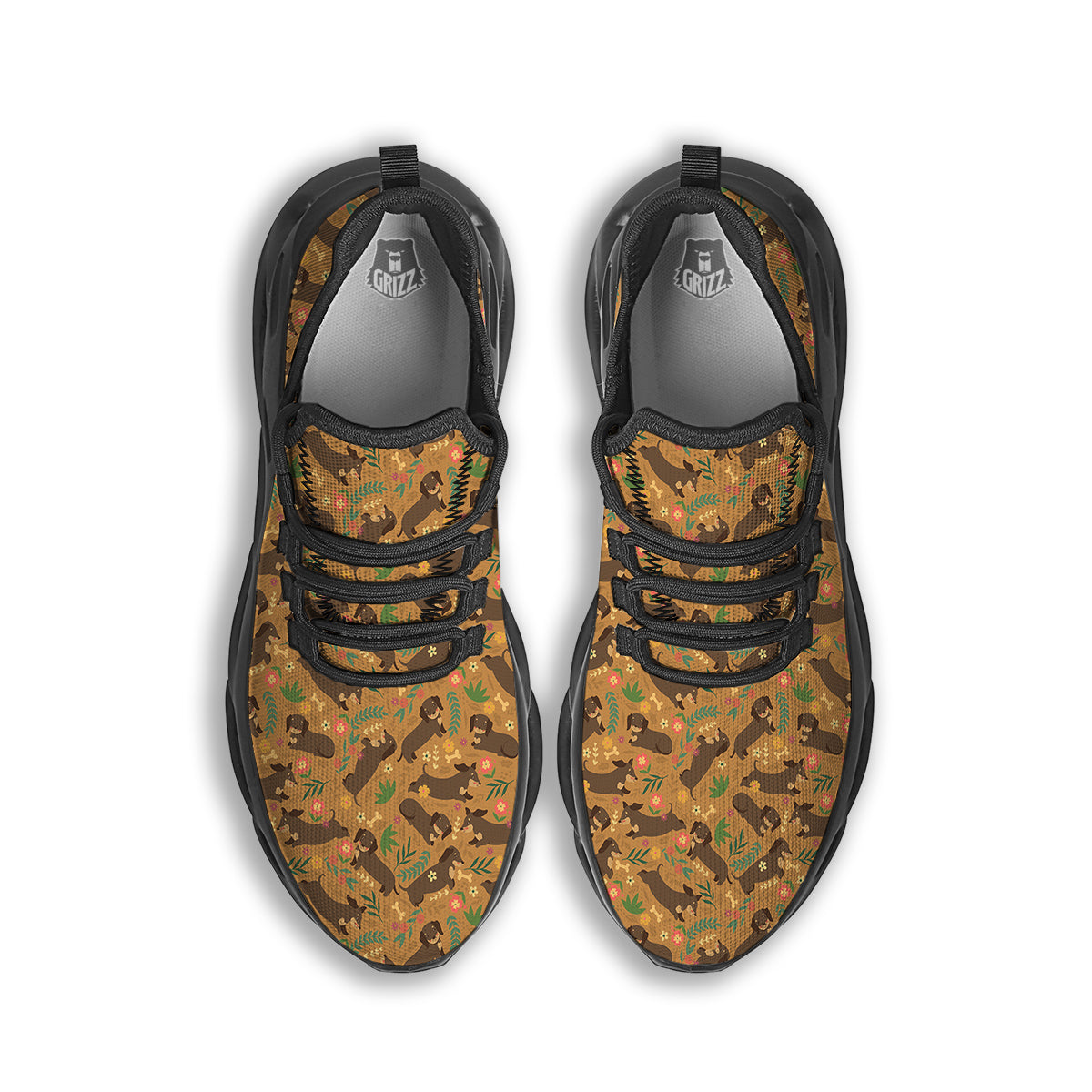 Dachshund Cute Print Pattern Black Running Shoes-grizzshop