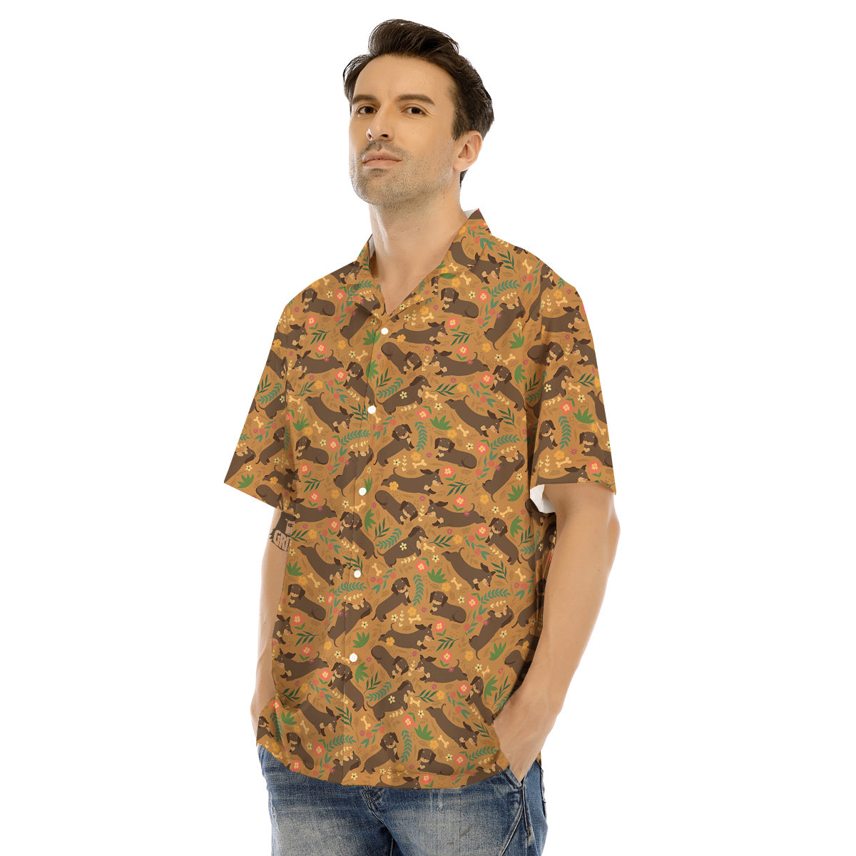Dachshund Cute Print Pattern Men's Hawaiian Shirt-grizzshop