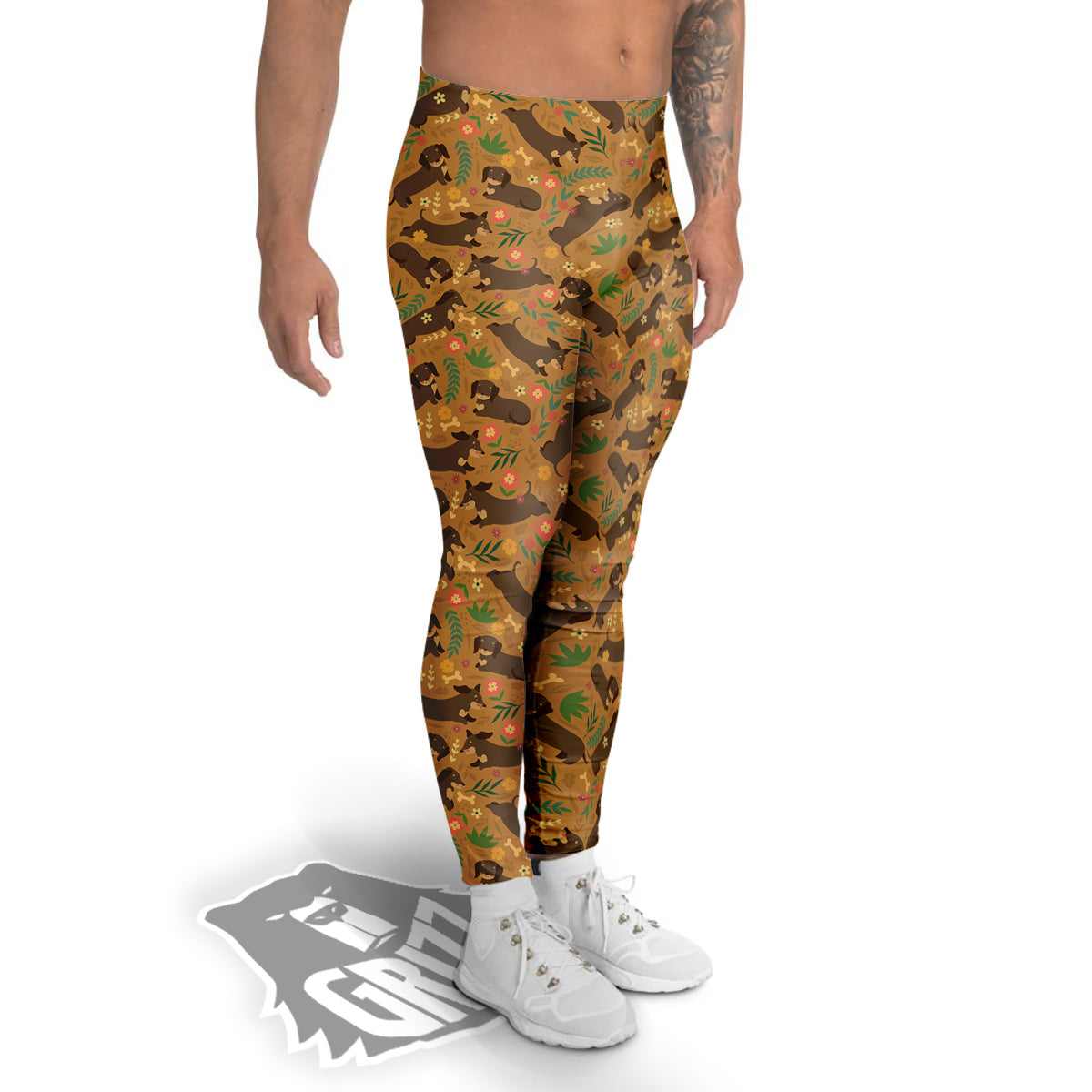 Dachshund Cute Print Pattern Men's Leggings-grizzshop