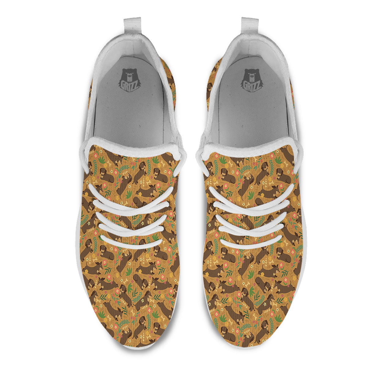 Dachshund Cute Print Pattern White Athletic Shoes-grizzshop