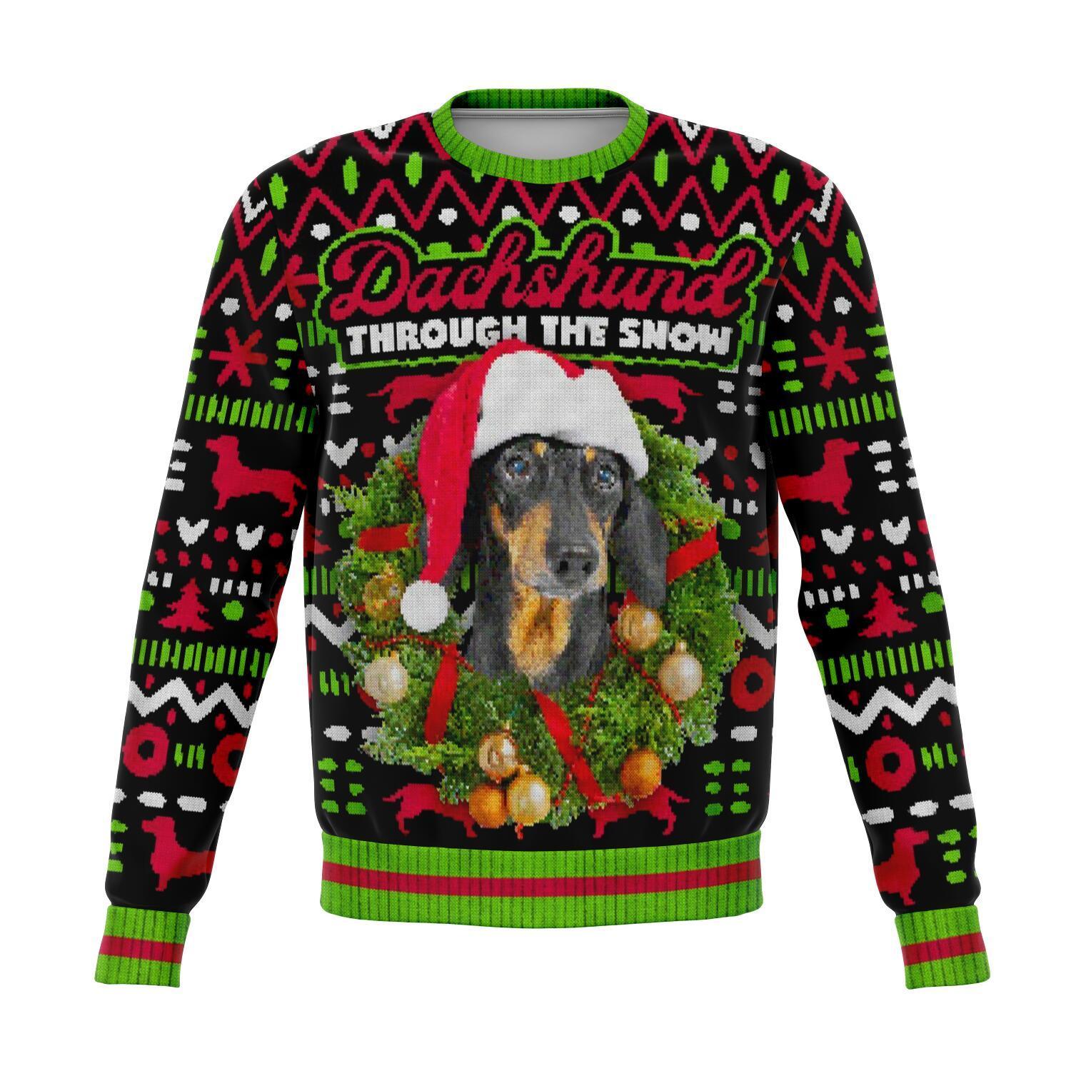 Dachshund Through The Snow Christmas Ugly Sweater-grizzshop