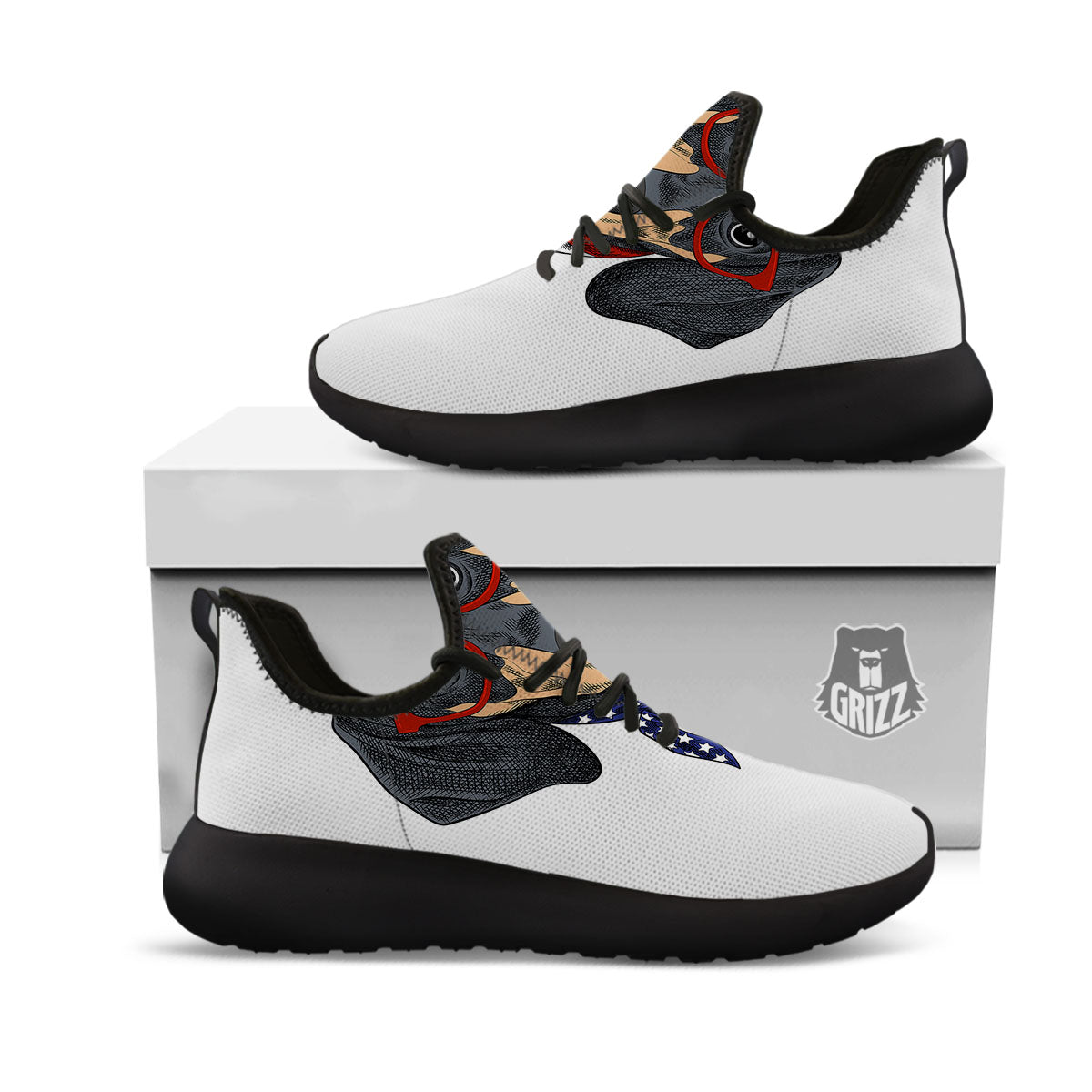 Dachshund Wearing Red Sunglasses Print Black Athletic Shoes-grizzshop