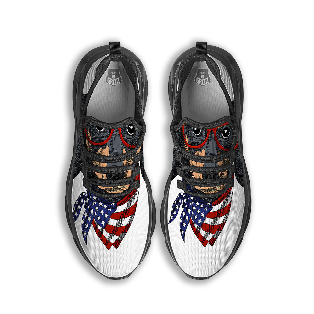 Dachshund Wearing Red Sunglasses Print Black Running Shoes-grizzshop