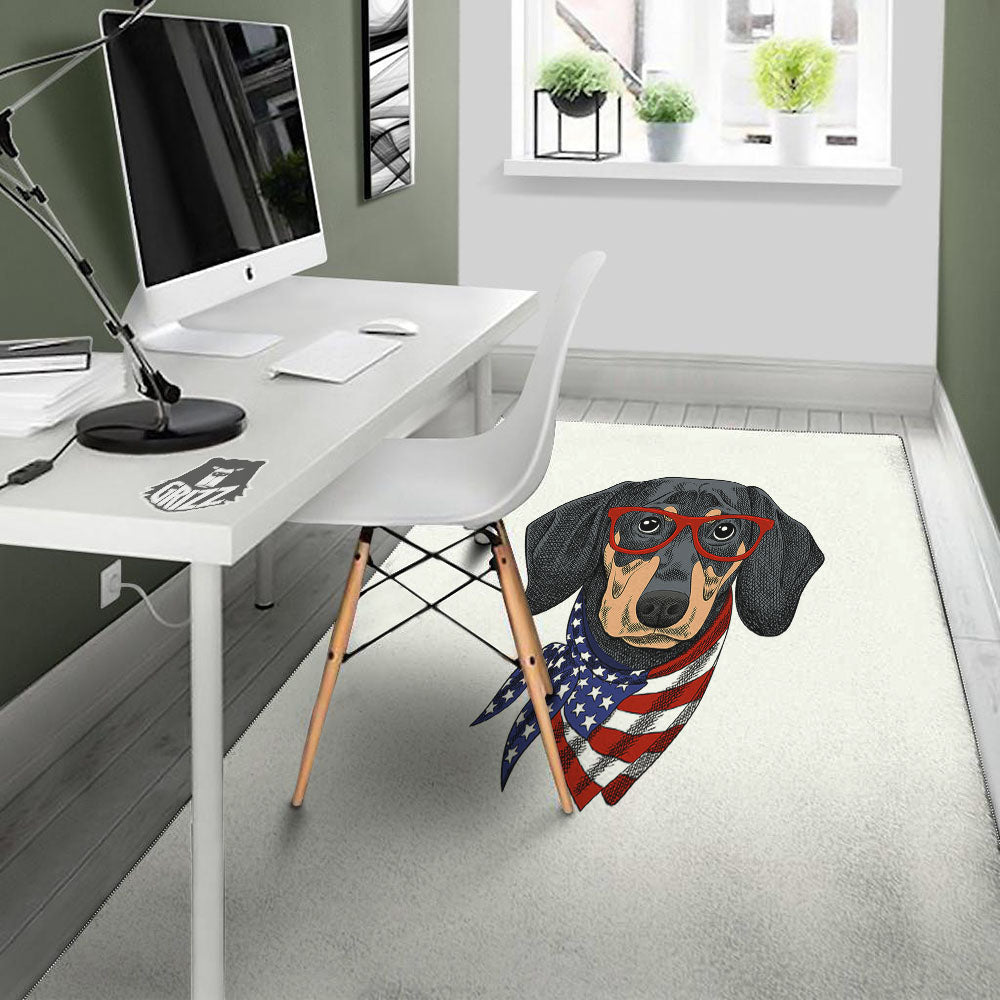 Dachshund Wearing Red Sunglasses Print Floor Mat-grizzshop