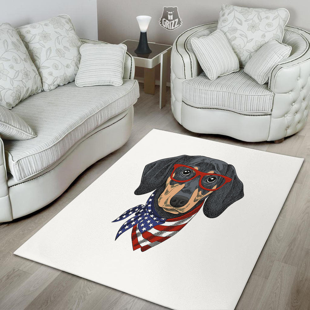Dachshund Wearing Red Sunglasses Print Floor Mat-grizzshop