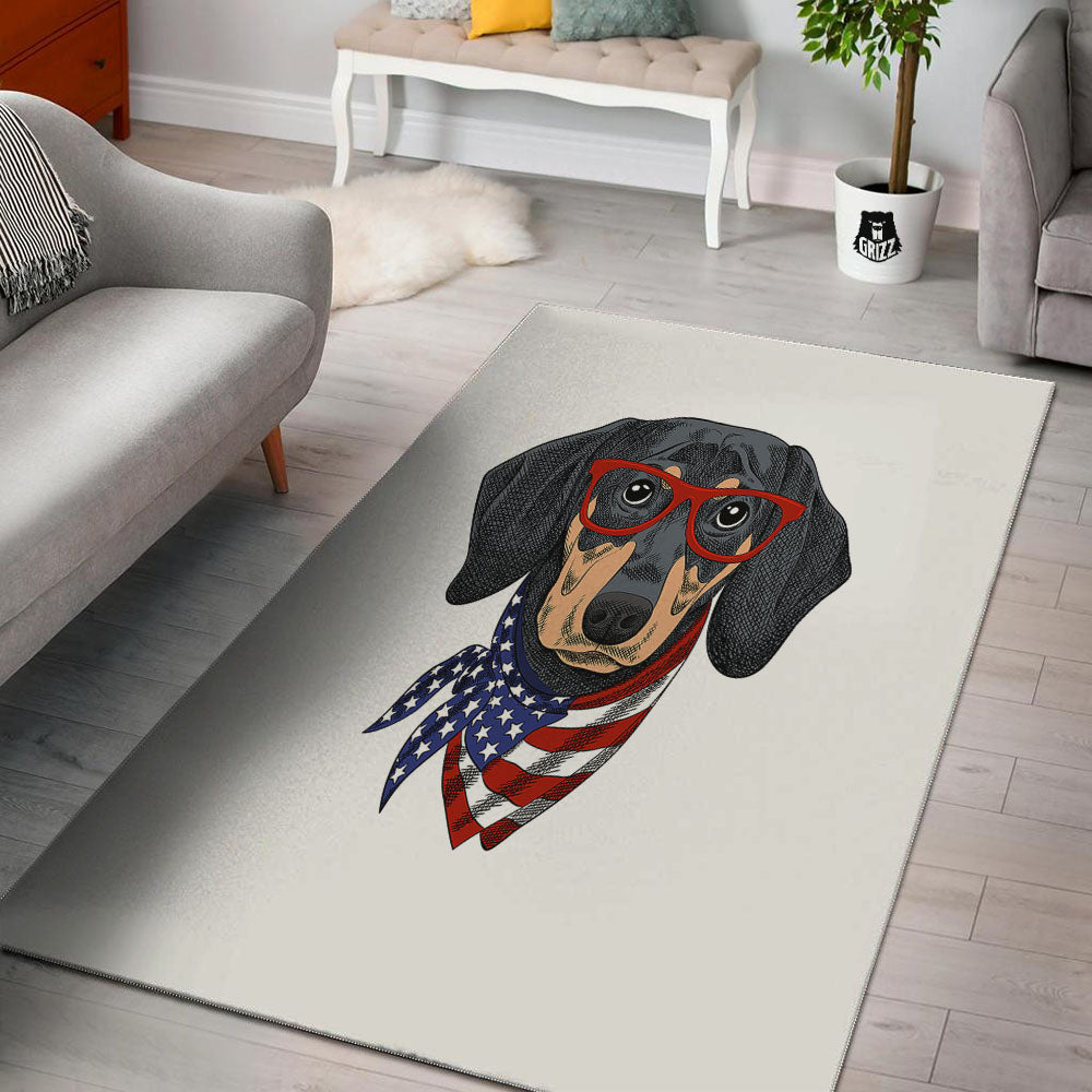 Dachshund Wearing Red Sunglasses Print Floor Mat-grizzshop