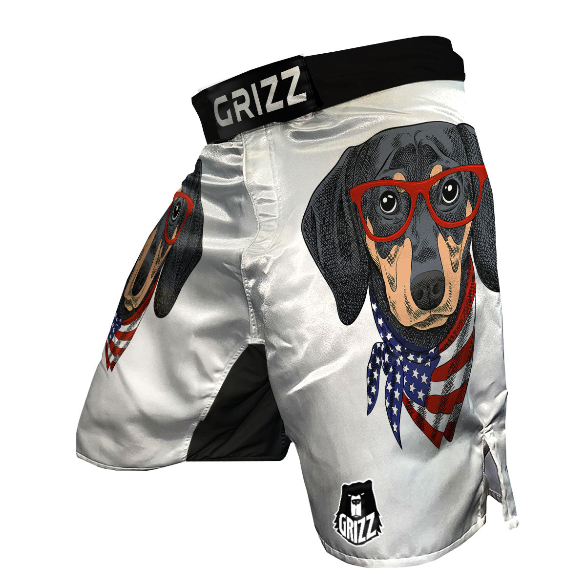 Dachshund Wearing Red Sunglasses Print MMA Shorts-grizzshop