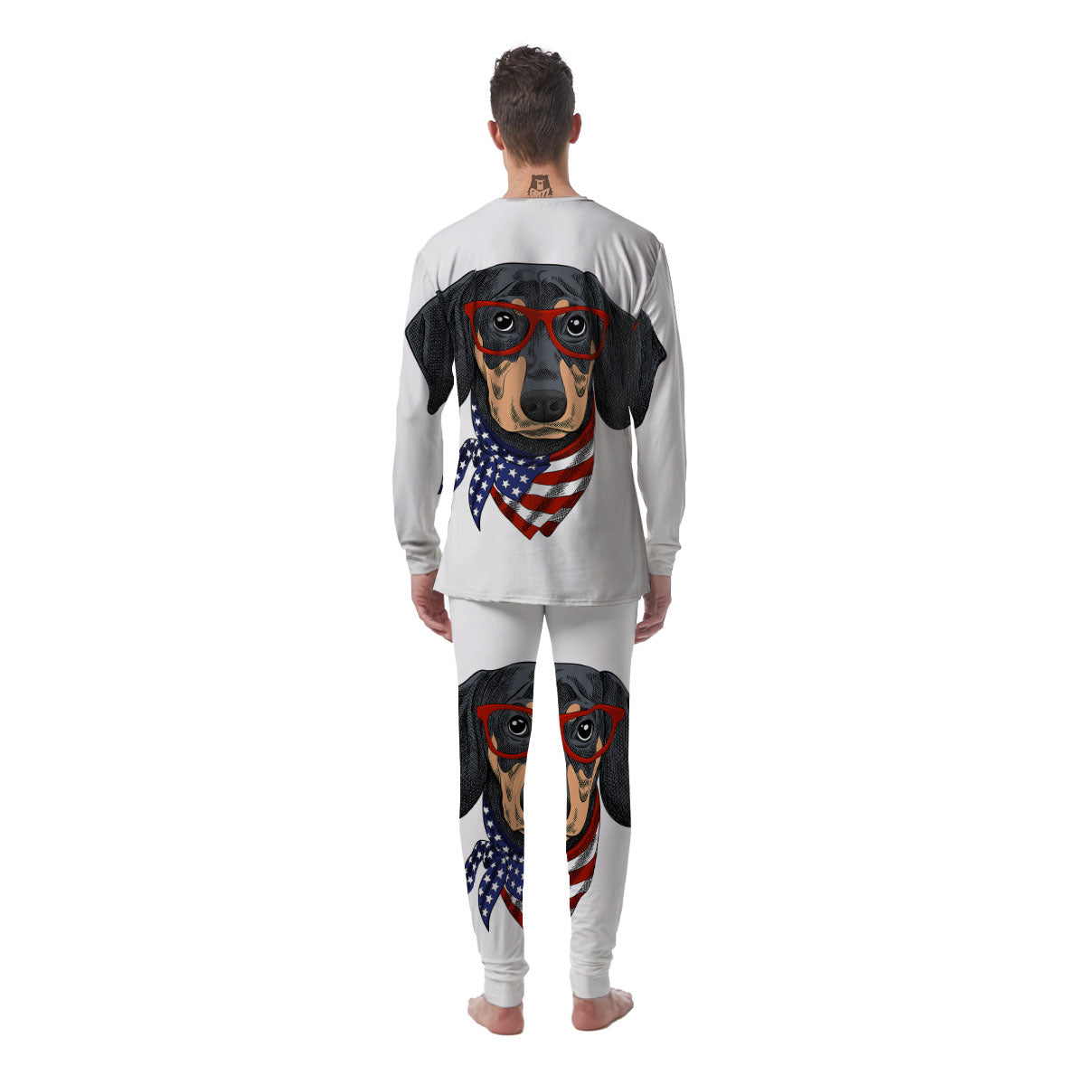 Dachshund Wearing Red Sunglasses Print Men's Pajamas-grizzshop