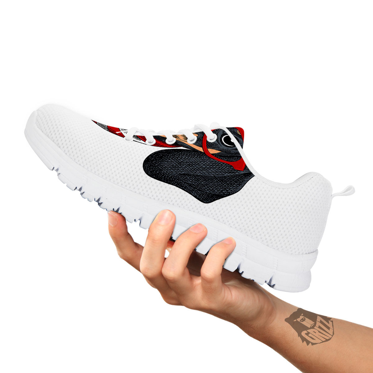 Dachshund Wearing Red Sunglasses Print White Sneaker-grizzshop