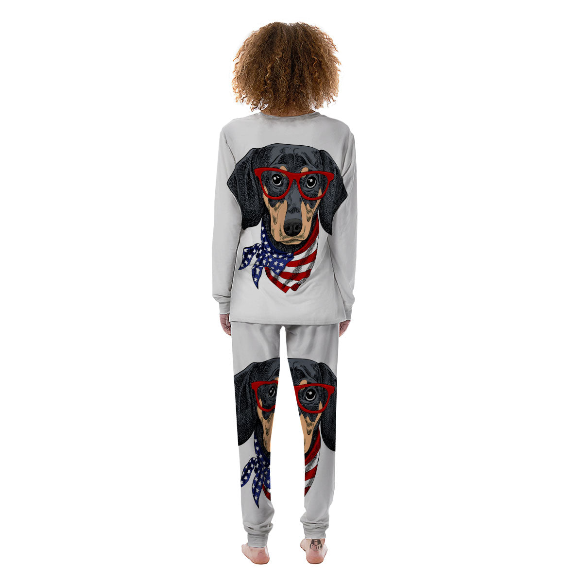Dachshund Wearing Red Sunglasses Print Women's Pajamas-grizzshop