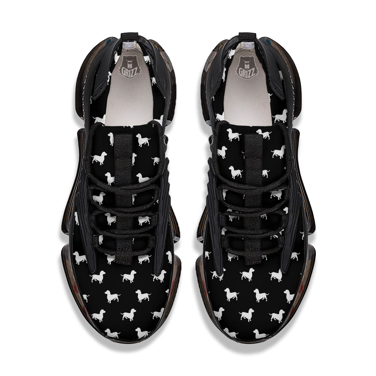 Dachshund White And Black Print Pattern Black Gym Shoes-grizzshop