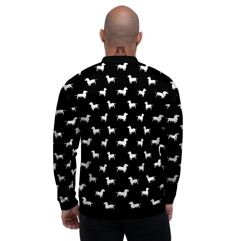 Dachshund White And Black Print Pattern Men's Bomber Jacket-grizzshop