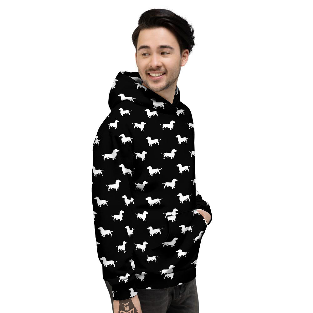 Dachshund White And Black Print Pattern Men's Hoodie-grizzshop