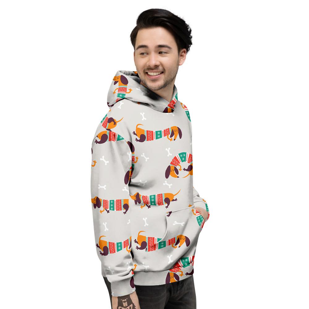 Dachshund Xmas Print Pattern Men's Hoodie-grizzshop