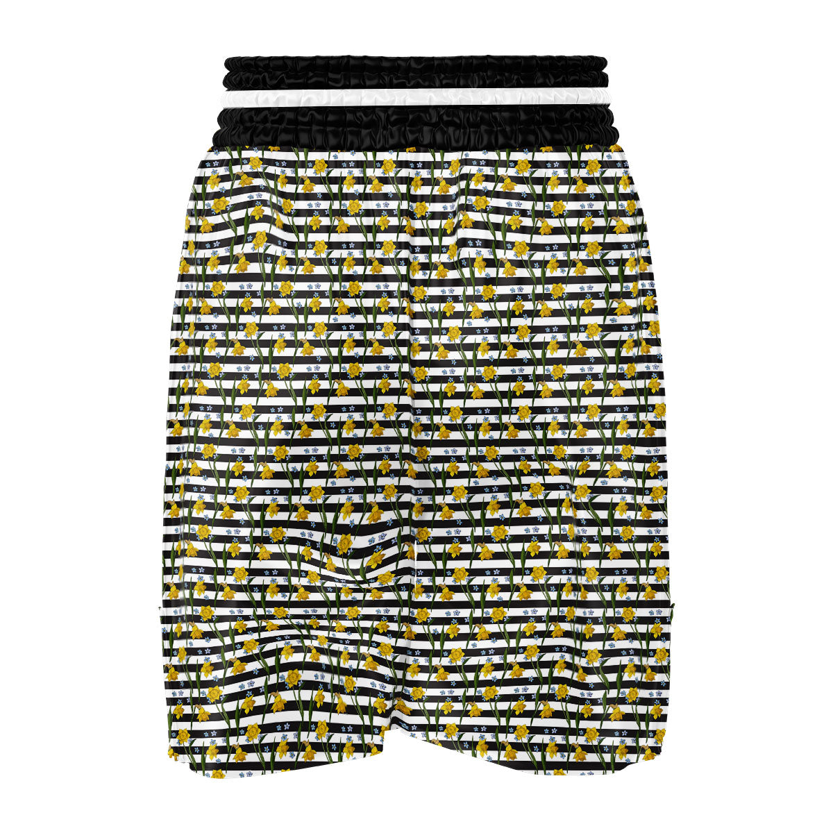 Daffodil Black Striped Print Pattern Boxing Shorts-grizzshop