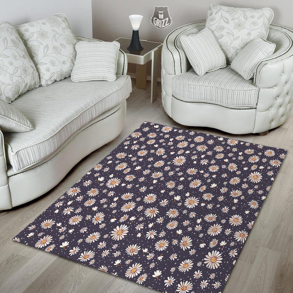 Daisy Flower Polka Dot Print Pattern Floor Mat-grizzshop
